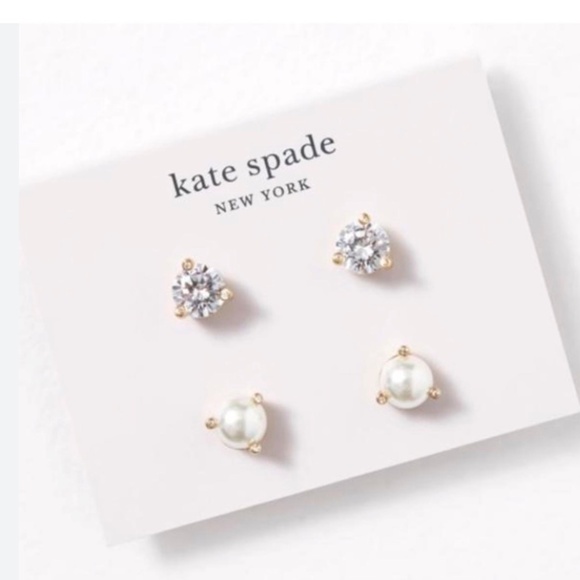 Kate Spade New York Rise and Shine Stud Earrings — Crystal & Faux Pearl 2-Pair - Picture 1 of 4